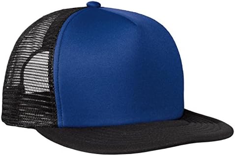 District Threads Flat Bill Snapback Trucker Cap, OSFA, Royal
