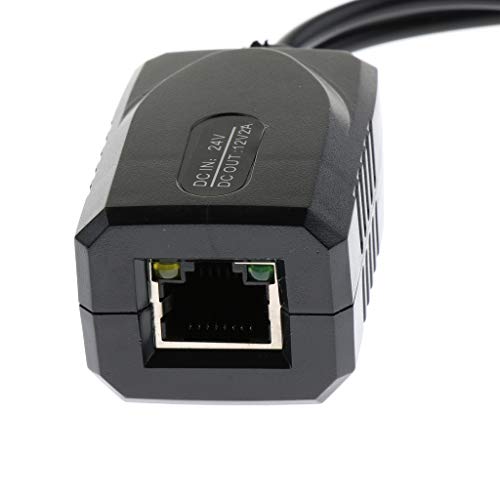Baosity 2Piece 24V to 12V Power Over Ethernet Active POE Injector Splitter Adapter Cable Black