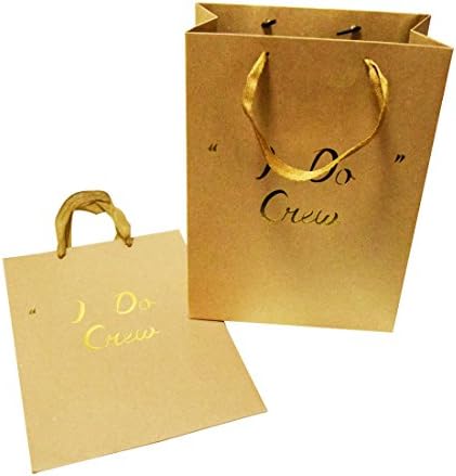 FOONEA I Do Crew Kraft Paper Bags Gift Bags Party Favor Bags Set of 10 with Handles for Hotel Guests Wedding Favors Bridesmaid Graduation Gift Birthday Party Bridal Baby Boy Girl Shower