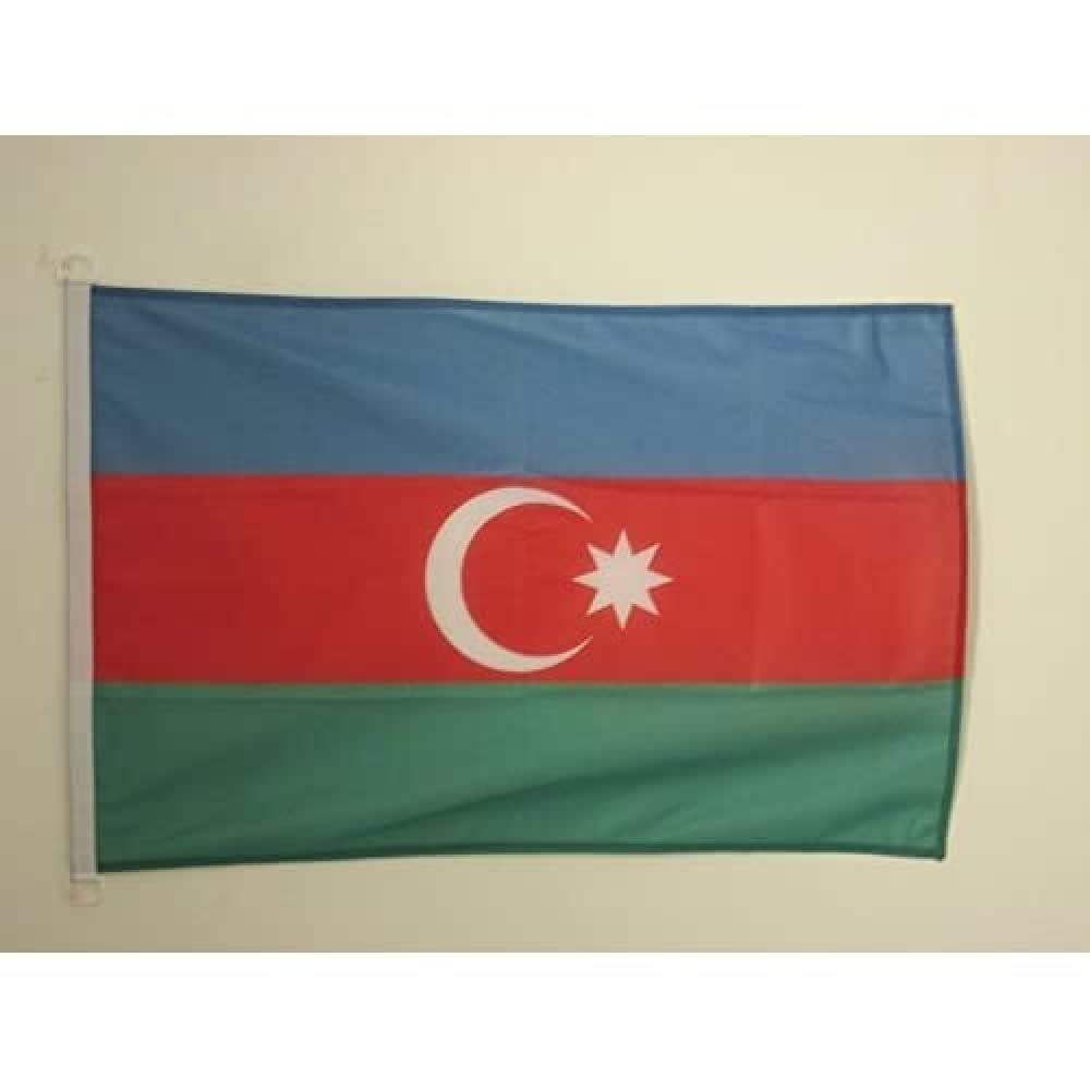 AZ FLAG - Azerbaijan Flag - 2x3 Ft - For Outdoor - Azerbaijani Banner Knitted Polyester with Two Plastic Rings - Fade Resistant - Vivid Colors - 2' x 3' Feet - 90x60 Cm