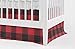 Boy Crib Skirt Woodland in Red and Black Buffalo Plaid by Twig + Bird Handmade in The USA