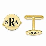 Men's Enameled Circle Monogram Initial Cufflinks in
