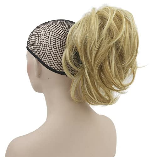 IMISSU Curly Flexible Claw Ponytail Hairpieces Synthetic Clip In Hair Extensions Little Pony Tail Hair Pieces (Dark Blonde)