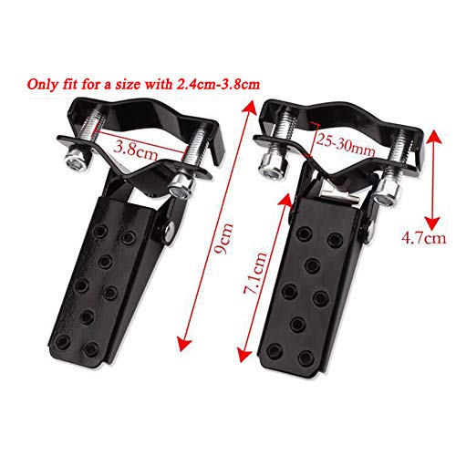 Beautyexpectly 2 Colors Retro Motorcycle Clamp-on Steel Axle Foldable Foot Step Pegs MTB BMX Bike Folding Pedal Footrest Footpeg for KTM Aprilla BMW Universal (Black)