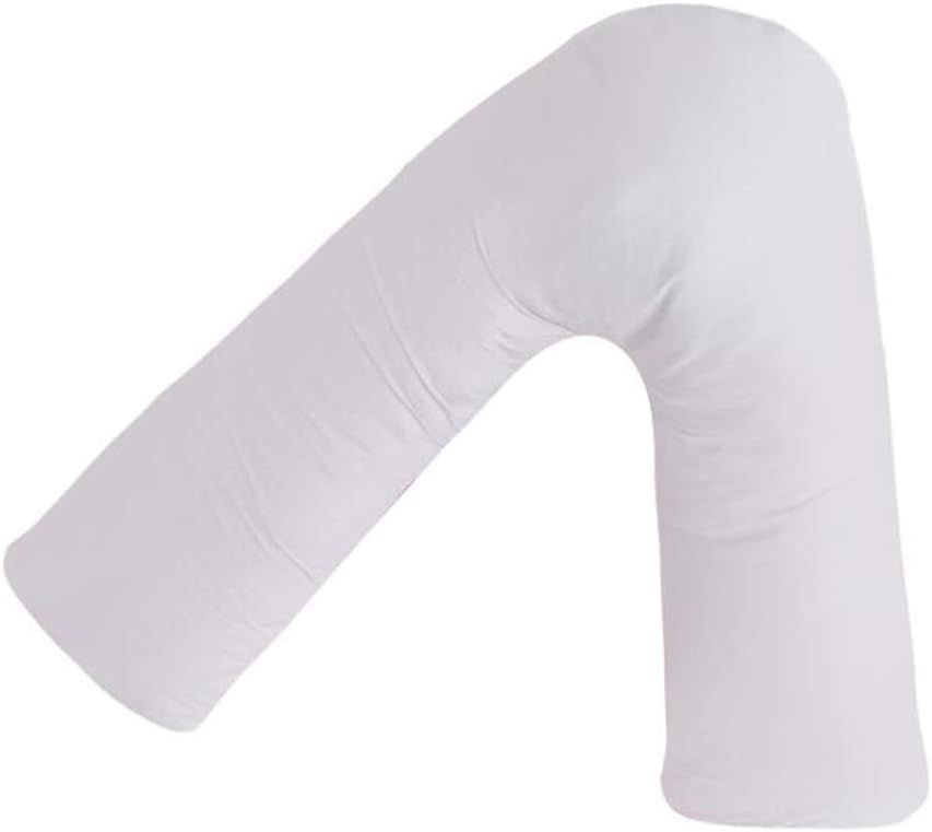 Guchao V Shaped Cotton Pregnancy Pillow for Maternity Support for Back & Neck/Nursing/Side Sleep (White)