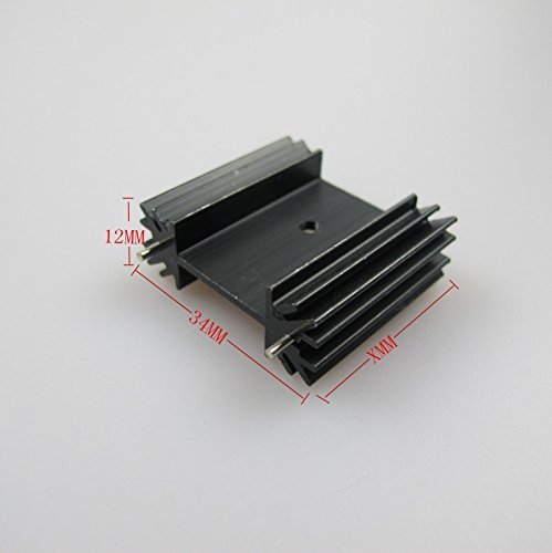 Easycargo To-220 Aluminium Heatsink 25x34x12mm,TO220 heat sink for cooling MOSFET SCR Power Voltage Regulator ICs (25mmx34mmx12mm) (Anodized Black 5-Pack)