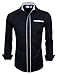 TAM WARE Men's Premium Casual Inner Contrast Slim-Fit Long-Sleeve Button Down Dress Shirt TWNMS310-1-CMS03-BLACK-US L
