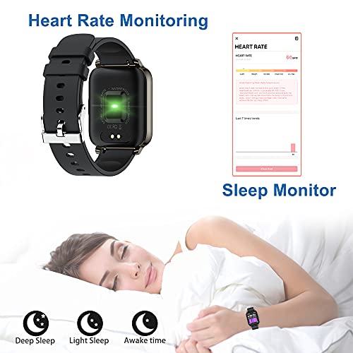 Smartwatch, Reloj Inteligente Deportivos Hombre Mujer Pantalla TFT de 1,69”, Impermeable IP68 Pulsera Actividad Sport con Fitness Tracker Monitor de Sueño Contador Caloría Pulsómetros Podómetro Negr