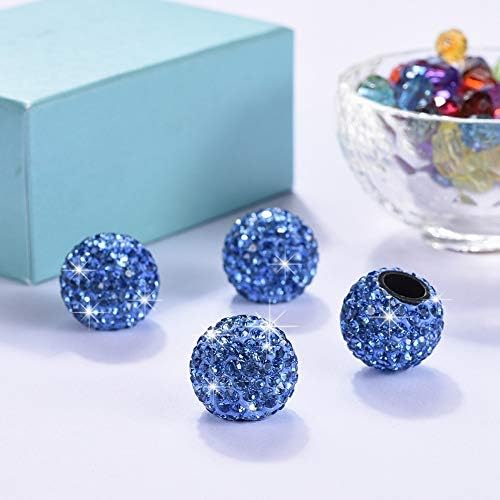 UR URLIFEHALL 4 Pack Bling Bling Tire Valve Caps Handmade Rhinestone Crystal Universal Car Accessories Tire Stem Dust Caps Fit for Cars,Bikes,Trucks,SUVs (Blue)