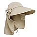 Fishing Hat UPF 50+ UV Protection Wide Brim Sun Visor Hat Wide Brim Neck Flap Detachable Outdoor Cap Grey