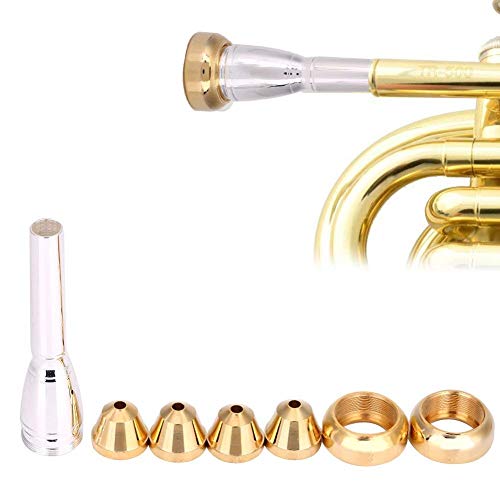 Brass Trumpet Mouthpiece Set 1-1/2c 3c 5c 7c 2b 2c 3b 3c Gold Plated Mouth Pieces Cups Trompette Replacement Parts Rich Tone Brass Wind Musical Instruments Accessories (Set2: 2b 2C 3b 3C)