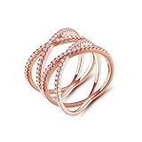 SOMEN TUNGSTEN Double X Criss Cross Ring 925 Sterling Silver Wide Knuckle Stackable Ring Band for Women High Polished Size 5-12