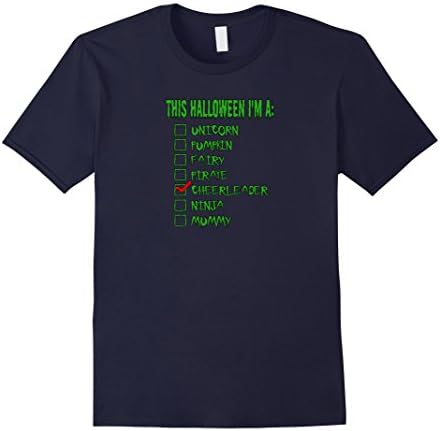 Mens Halloween Checklist Funny Cheerleader Costume Tshirt 2XL Navy
