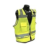 Safety Vest, Heavy Duty Class 2 Surveyor, Hi-Vis Green Mesh, XLarge, Snap Close