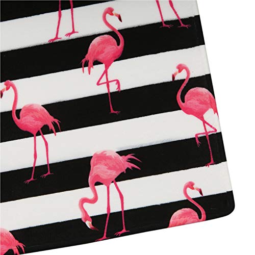 LIVILAN Flamingo Bath Mat, Black and White Bathroom Rugs, Stripe Bath
