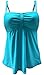 Gabrielle-Aug Women's Vintage Solid Black Tankini Top Swimsuit(FBA) (14, Teal)