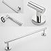 VELIMAX SUS304 Stainless Steel 4-Piece Bathroom Hardware Accessories Set Wall Mounted Towel Bar Polished Chrome Towel Rack Set - Robe Hook, Toilet Paper Holder, Towel Ring, 23