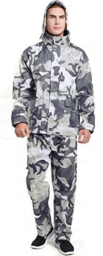 Spring Fever Men Women Motorcycle Rain Suit with Hideaway Hood Waterproof Raincoats