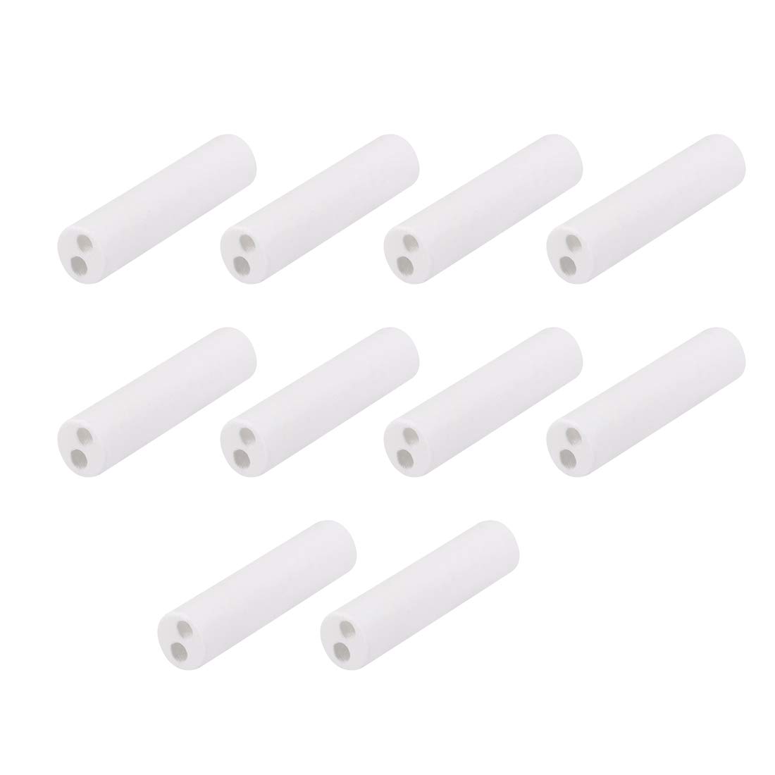 sourcing map 1.7mm Dia Ceramic Insulation Tube Twin Bore Alumina Porcelain High Temperature Insulator Pipe for Heating Element 10 Pcs