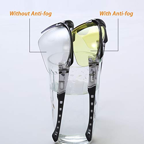DIPFSUC Anti Fog Scratch Resistant Safety Glasses with Interchangeable Clear and Yellow Wraparound Lenses, Impact & UV Protection Protective Eyewear/Goggles with Interchangeable Headstrap/Temples - Thumbnail 7