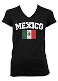 Cybertela Faded Mexico Flag Junior Ladies V-neck T-shirt