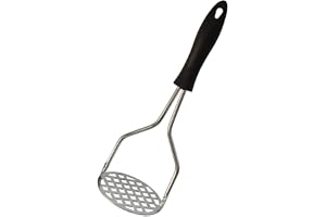 Amassador de Batata e Legumes Inox Manual Ergonômico Amassador Para Purê com Cabo Plástico Anti Calor