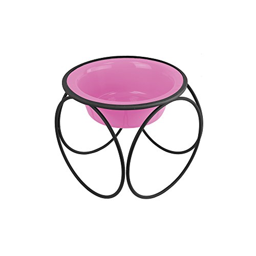 Platinum Pets Single Olympic Diner Feeder with Stainless Steel Dog/Cat Bowl, 1.25 cup/10 oz, Cotton Candy Pink