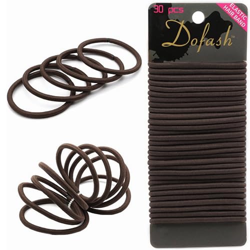 Dofash 30pcs Hyper Elastic Hair Ties Ponytail Holders Black (Brown)