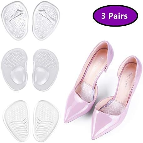 Metatarsal Pad, Ball of Foot Cushions, High Heel Cushion Insert for Women Foot Pain Relief, Anti-Slip Soft Forefoot Shoe Insole, One Size fits All, Pack of 3