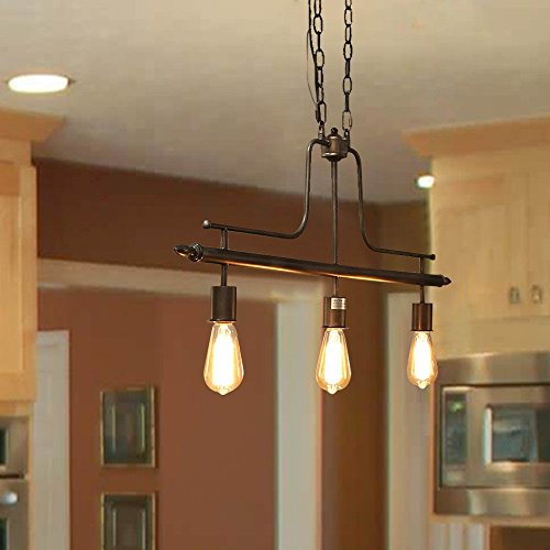 LOG BARN 3-Light Linear Billiard Island Chandeliers Antique Silver Pool Table Lights