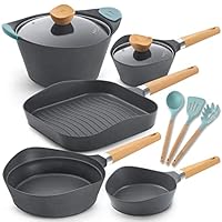 Cookware Set Nonstick 100% PFOA Free Induction Pots and Pans Set with Cooking Utensil 12 Piece – Slate Grey Cookware Set Nonstick 100% PFOA Free Induction Pots and Pans Set with Cooking Utensil 12 Piece – Slate Grey
