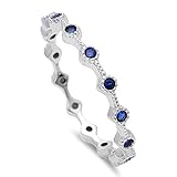 Simulated Blue Sapphire .925 Sterling Silver Ring Sizes 9