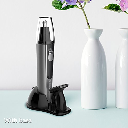 SUPRENT Men's Nose & Ear Hair Trimmer, Wet/Dry Nose Hair Clipper for Businessmen with Duck and LED Light, Waterproof Stainless Steel Rotation Blade, 1 AA Battery-Include (Gray) - Thumbnail 6