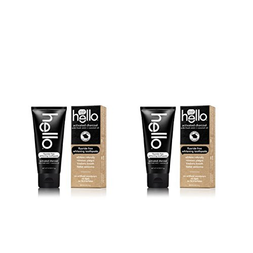 Hello Oral Care Activated Charcoal Fluoride Free Whitening Toothpaste, 4 Ounce - 2 Pack