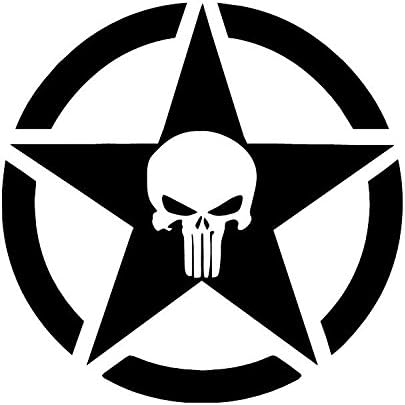 Sticker Kits Pun-001-B-Sil Punisher /Jeep Military Star 4" Sticker Vinyl /Decal - Silver