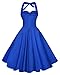 Anni Coco Women's Halter Polka Dots 1950s Vintage Swing Tea Dress - Small - 2nd - Royal Blue