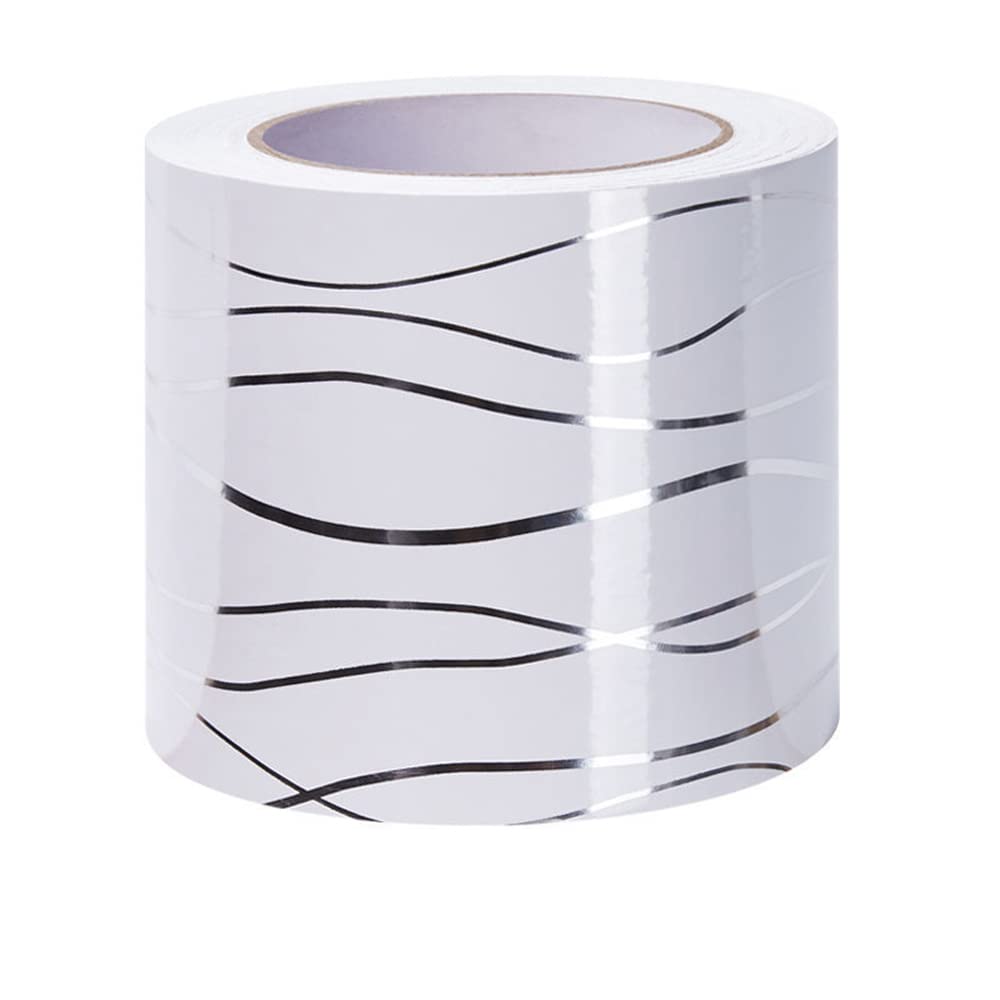 Wallpaper Border Peel and Stick for Bathroom Wall Border Sticker Home Ceiling Decorative Border White Wave 10cm X 500cm