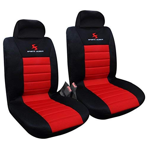 WOLTU Car Van Seat Covers Front Pair red black Universal for Cars Vans Car Seat Protector