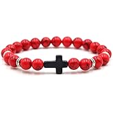 Religious Cross Bracelet for Women Dainty Colorful Faith Bracelets Sideways Healing Natural Stone Bead Cross Chain Bracelet Fashion Faith Jewelry Gift