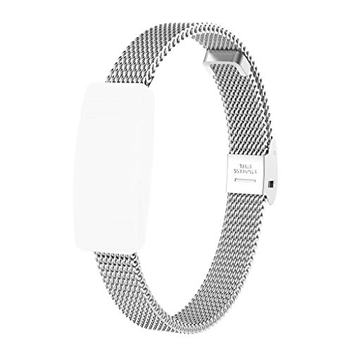 for Fitbit Inspire/Inspire HR Band,salaheiyodd New Elegant Sturdy Stainless Steel Mesh Adjustable Bracelet Wristbands Replacement Watch Band + Film for Fitbit Inspire/Inspire HR Women Men (Silver)