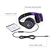 Kids Headphones, Sound Intone Foldable Headphones with Mic and Volume Control, On-ear Wired Soft Headset for Girls Boys Students (Black Purple)