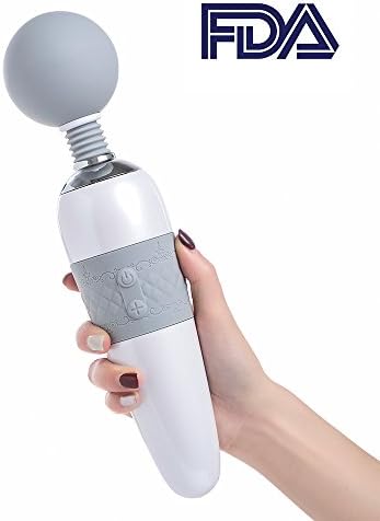 Cordless Wand Massager HandHeld - APRIL 14TH Strongest Therapuetic Vibrating Electric Stimulator! Massage Neck,Shoulder,Back,Leg,Foot and Muscle Aches, Magic Stress Away, USB Rechargeable, Grey (U064)
