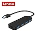 Lenovo 4-Port USB 3.0 Hub, Portable Data Hub Compatible for USB Type A Devices(Black-25)