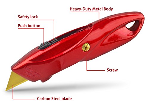 Utility Knife, CTL CUTTER Heavy Duty Sharp Box Cutter Retractable Utility Knife Set with 3 PCS Carbon Steel Utility Cutter Blades