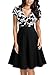 Miusol Women's Deep V-Neck Elegant Floral Lace Contrast Cocktail Party Dress (Medium, White&Black)