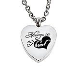Always in My Heart Urn Necklace Pendant with Funnel Filler Kit Cremation Ashes