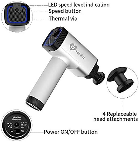 [Upgrade Version-2019] Youlisn Electric Portable Deep Tissue Muscle Sport Massage Gun Tools Cordless丨Handheld Wireless Compact Chiropractic Percussion