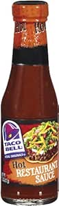 Taco Bell Restaurant Sauce, Hot, 7.5-Ounce Glass Bottles (Pack of 12)