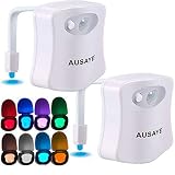 Toilet Night Light (2Pack) by AUSAYE, 8-Color Led Motion Activated Toilet Light, Fit Any Toilet Bowl,Toilet Bowl Light with Two Mode Motion Sensor LED Bathroom Night Light