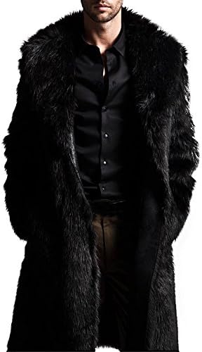 Men Faux Fur Coat Long Overcoat Outerwear Winter Stylish Jacket